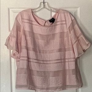 Liz Claiborne Career Pink Ruffle Sleeve Blouse
